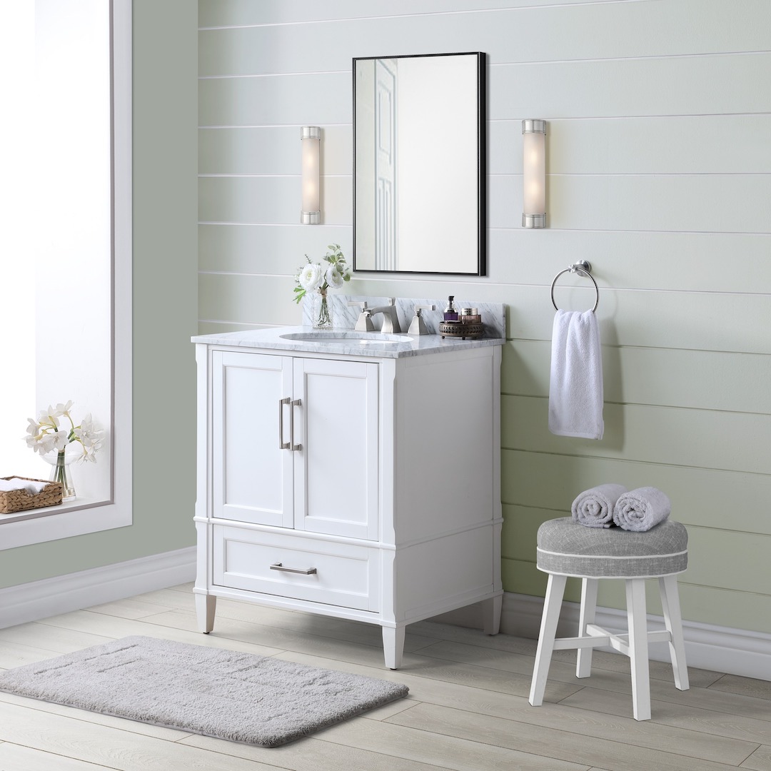 Bemma bathroom white sink and vanity