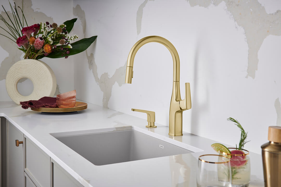 Blanco gold faucet anf sink