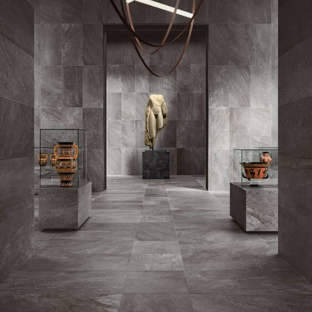 Spec grey tile and stone